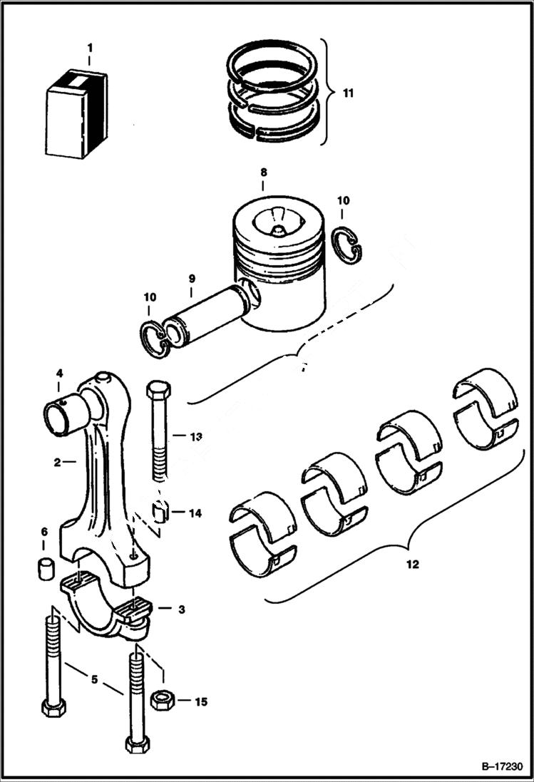 Схема запчастей Bobcat 900s - CONNECTING ROD & PISTON POWER UNIT