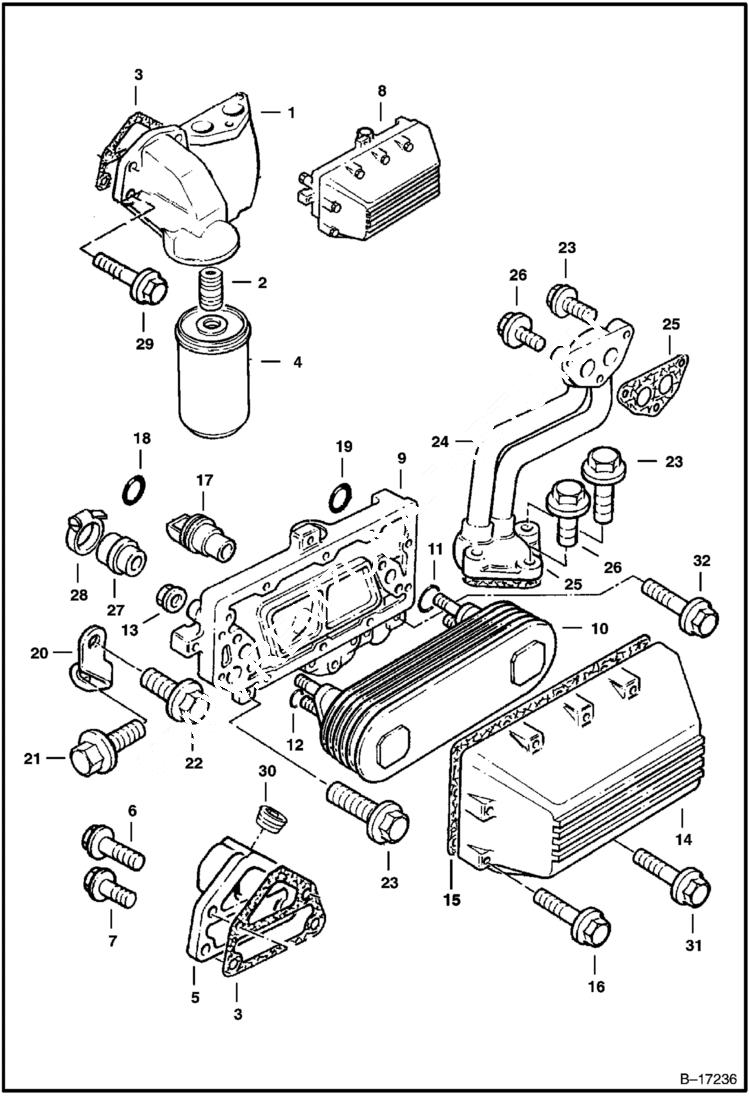 Схема запчастей Bobcat 900s - FILTER OIL - COOLER OIL (Power Unit) POWER UNIT