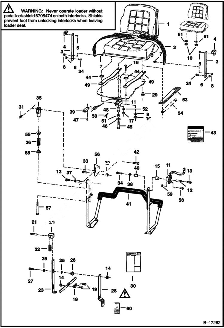 Схема запчастей Bobcat 700s - SEAT & SEAT BAR MAIN FRAME
