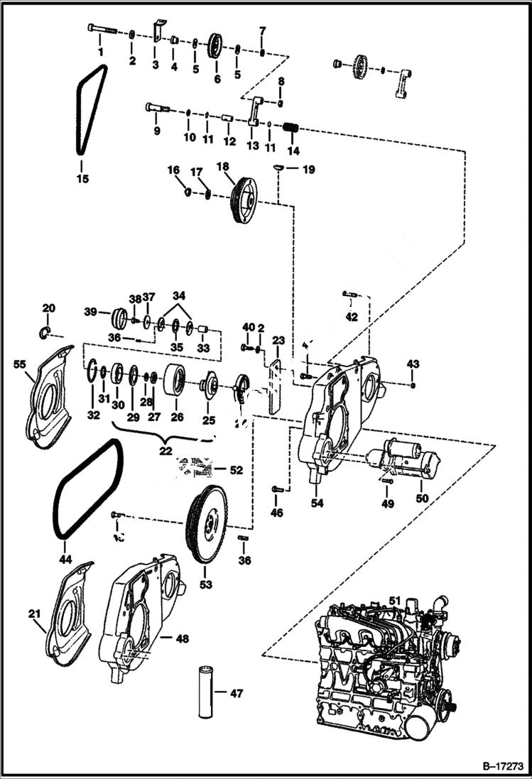 Схема запчастей Bobcat 700s - ENGINE & ATTACHING PARTS (Belt Drive System) POWER UNIT