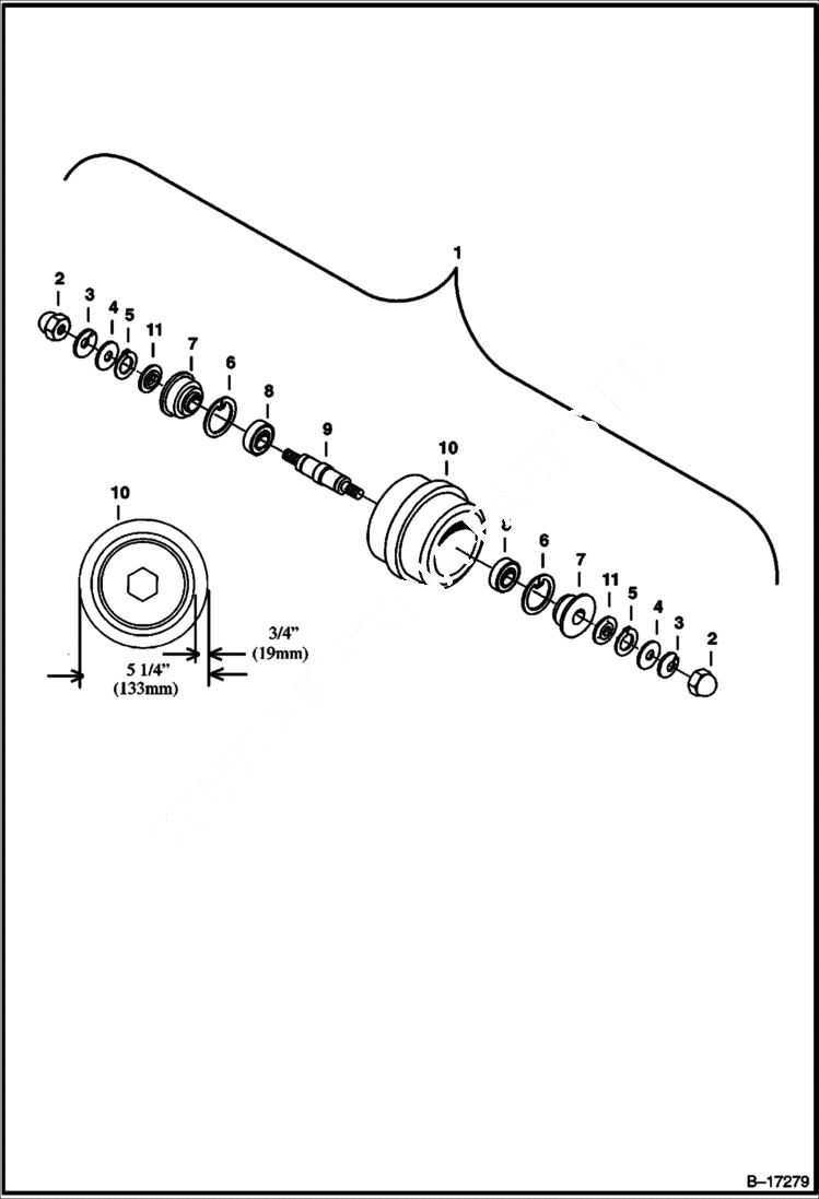 Схема запчастей Bobcat 328 - TRACK ROLLER (Rubber Tracks) (W/O Oil Plug) (S/N 232311036 & 232411020 & Below) UNDERCARRIAGE