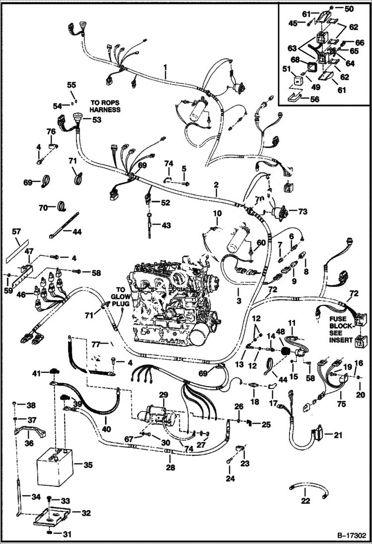 Схема запчастей Bobcat 700s - ENGINE ELECTRICAL CIRCUITRY (W/O B.O.S.S. Option) ELECTRICAL SYSTEM