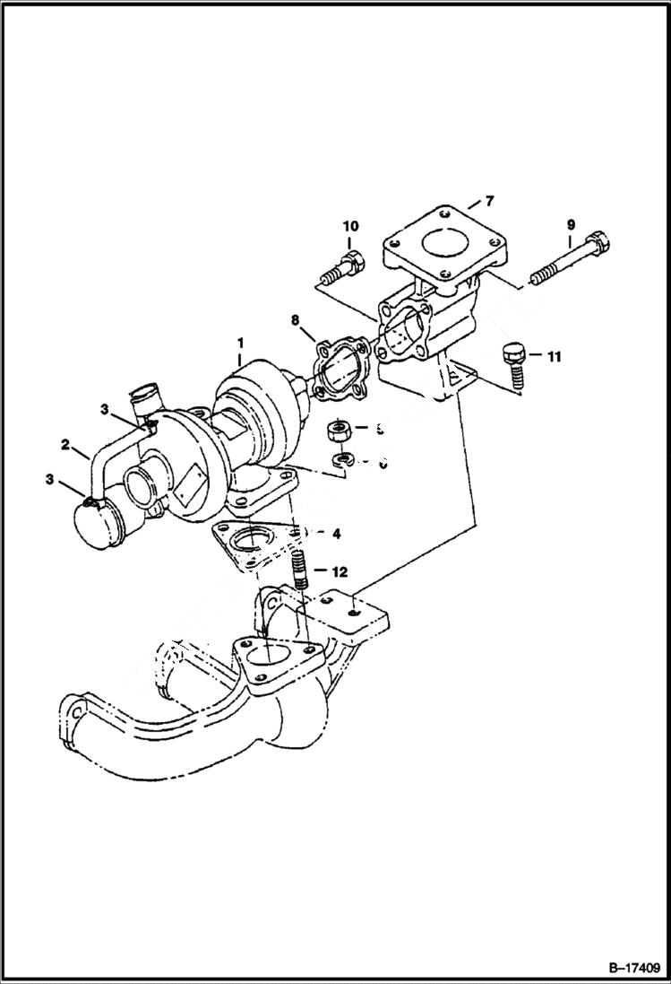 Схема запчастей Bobcat B200 - TURBO CHARGER POWER UNIT