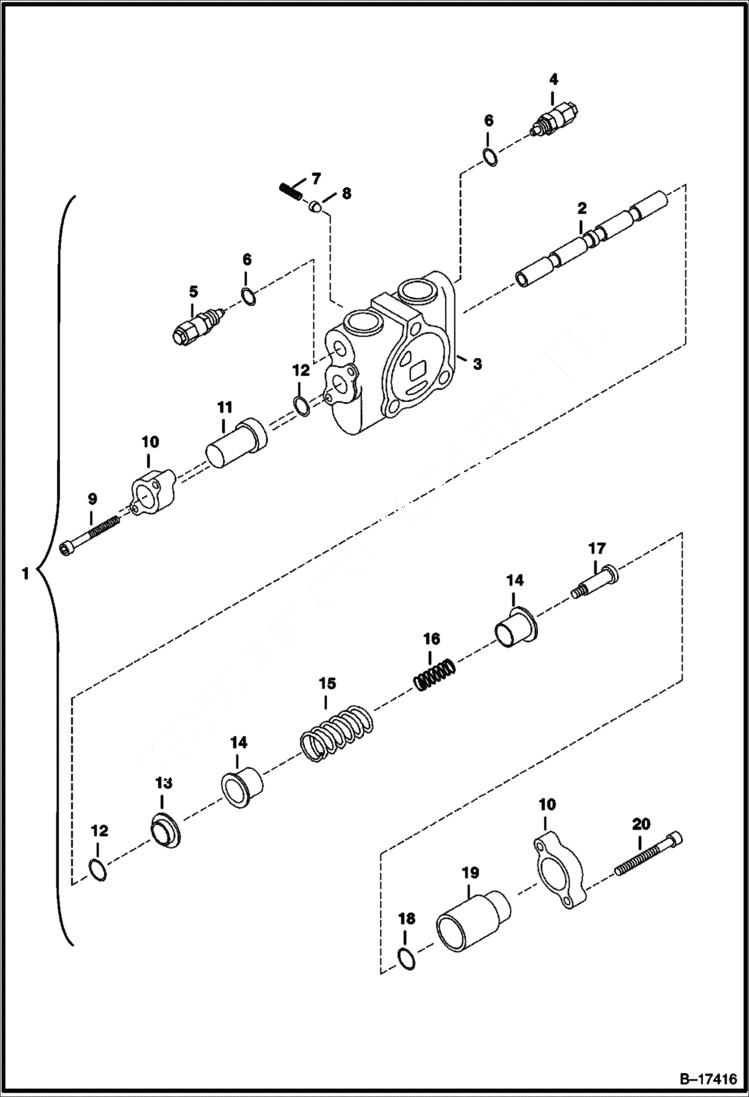 Схема запчастей Bobcat 331 - VALVE SECTION (Arm) (S/N 232512782 & Below, 232711433 & Below, 232612157 & Below) HYDRAULIC SYSTEM