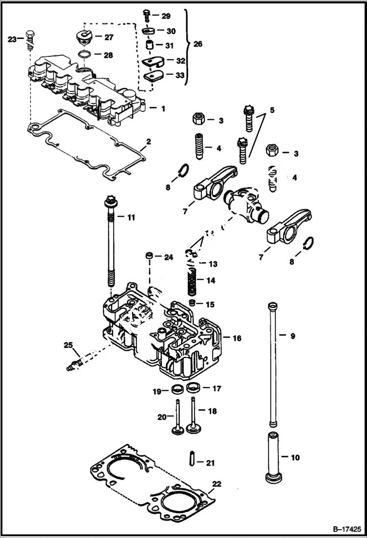 Схема запчастей Bobcat S-Series - CYLINDER HEAD & COVER POWER UNIT