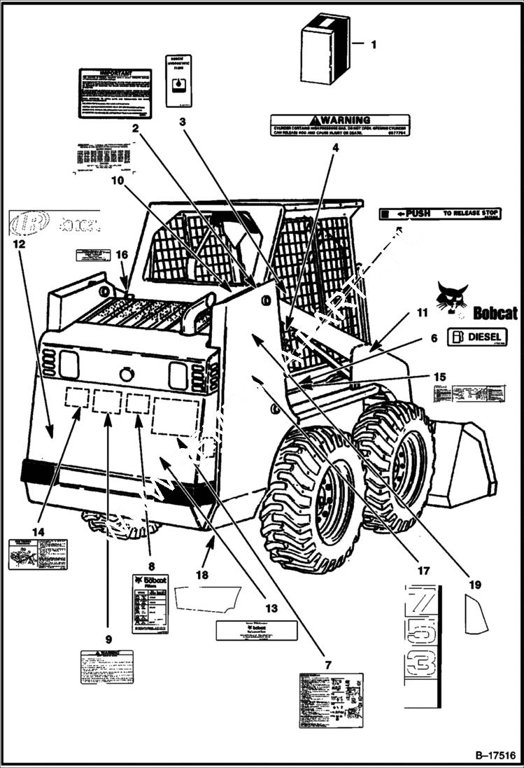 Схема запчастей Bobcat 700s - DECALS ACCESSORIES & OPTIONS