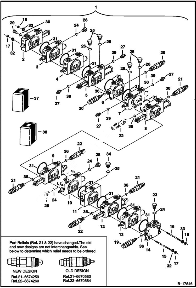 Схема запчастей Bobcat 322 - CONTROL VALVE ASSY. HYDRAULIC SYSTEM