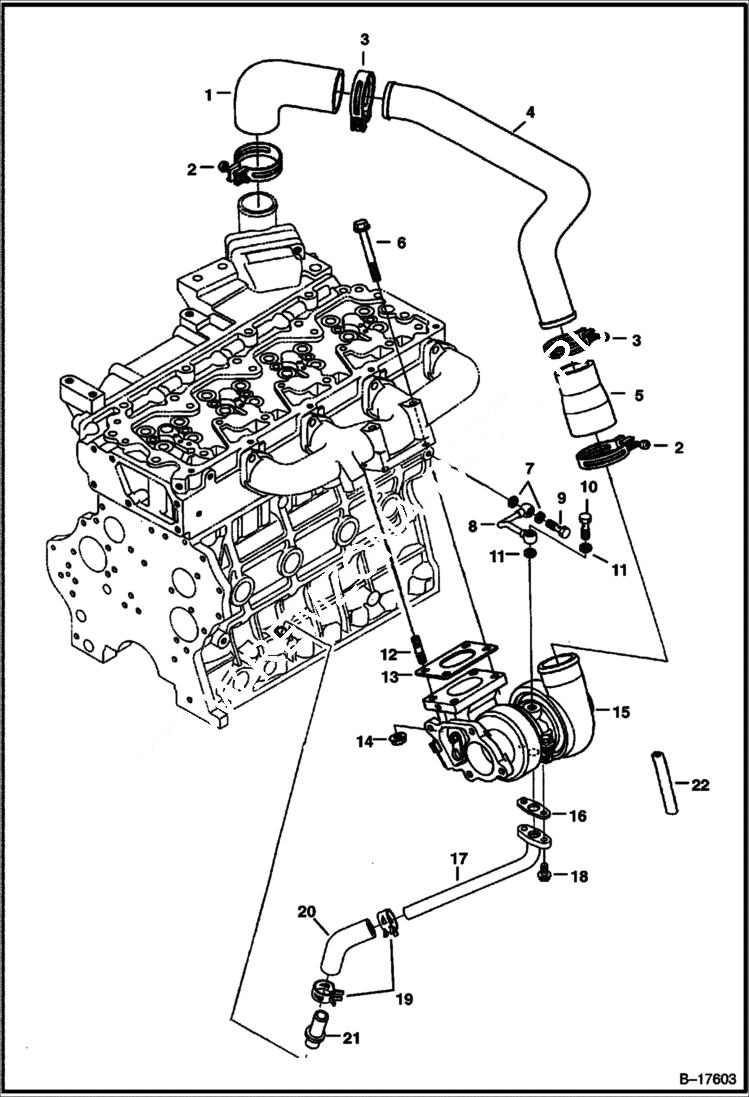 Схема запчастей Bobcat T-Series - TURBOCHARGER (S/N 5219 & 5220) (V3300 DI T Kubota) (Tier I) POWER UNIT