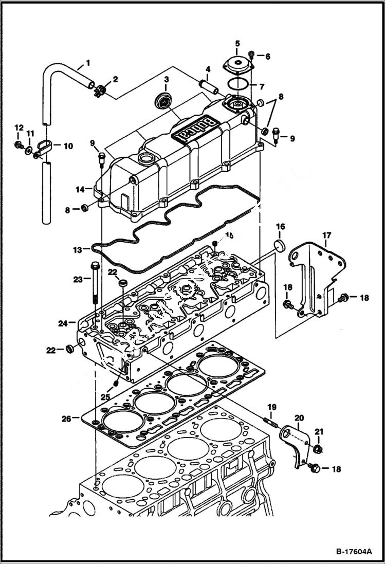 Схема запчастей Bobcat S-Series - CYLINDER HEAD & COVER (S/N 5260, 5261, 5258 & 5259) (V3300 DI T Kubota) (Tier II) POWER UNIT