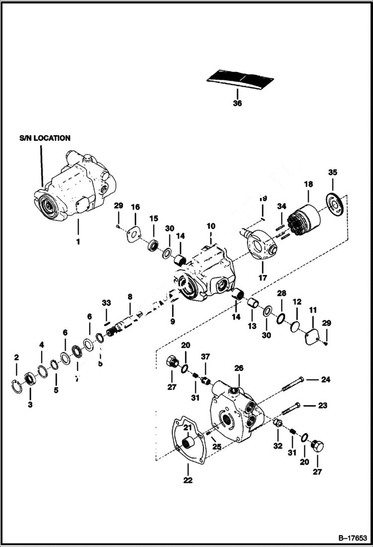 Схема запчастей Bobcat 400s - HYDROSTATIC PUMP (Shaft End) HYDROSTATIC SYSTEM