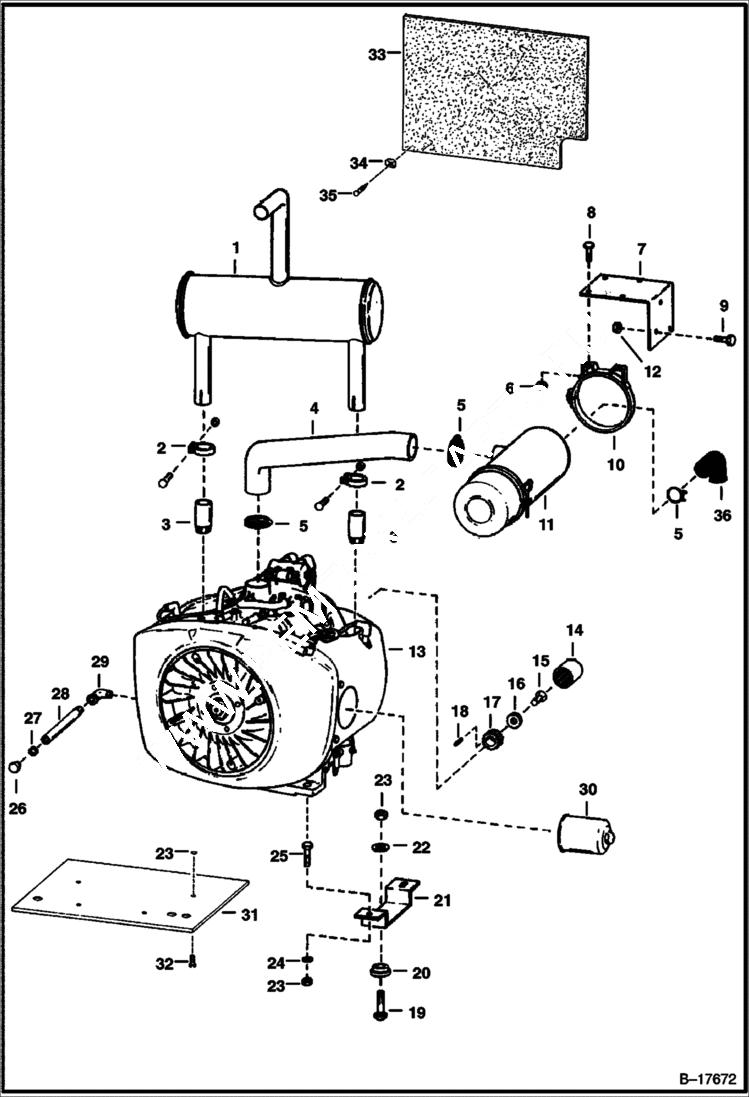 Схема запчастей Bobcat 500s - ENGINE & ATTACHING PARTS POWER UNIT