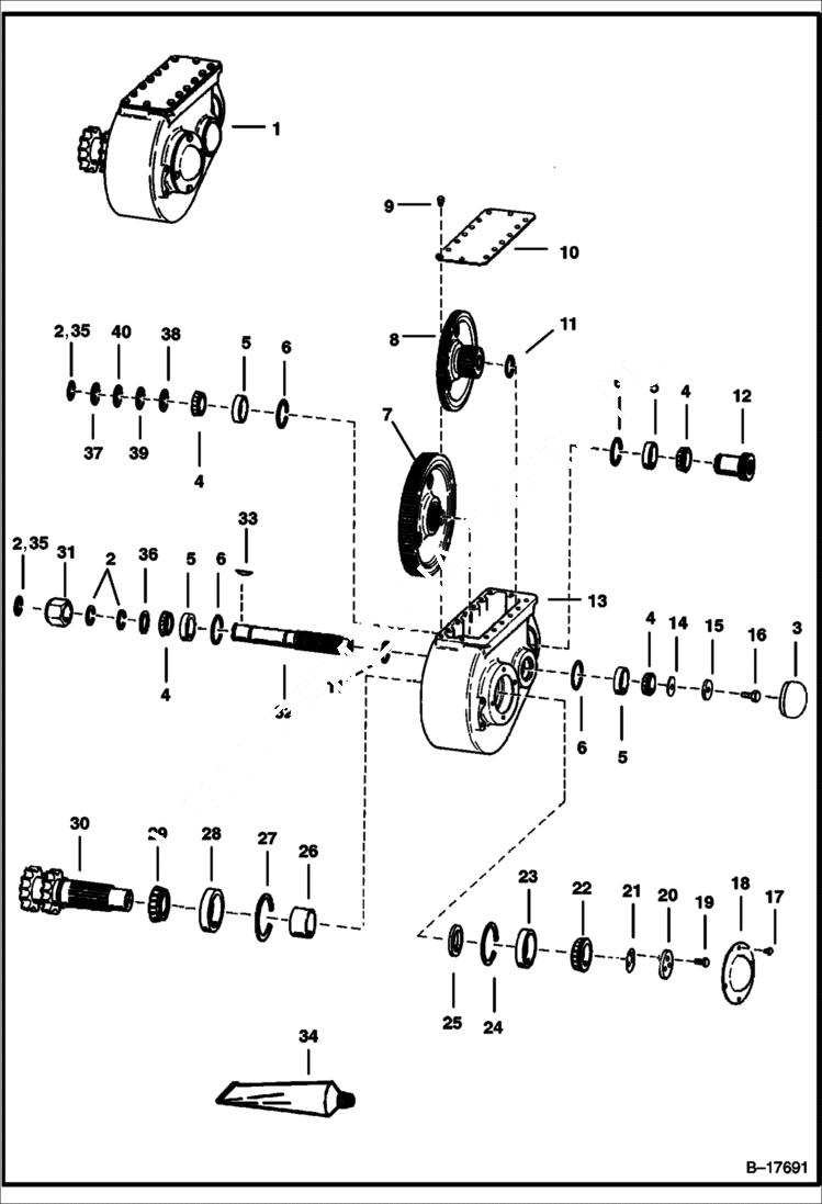 Схема запчастей Bobcat 900s - GEARBOX DRIVE TRAIN