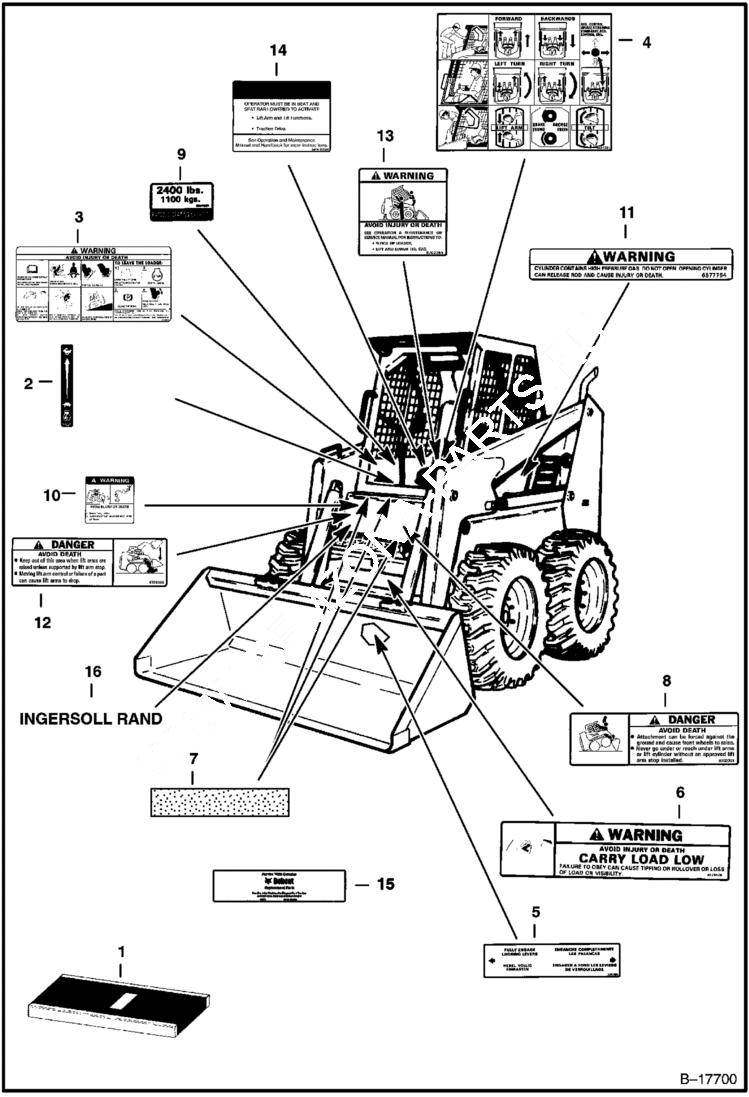 Схема запчастей Bobcat 900s - DECALS ACCESSORIES & OPTIONS