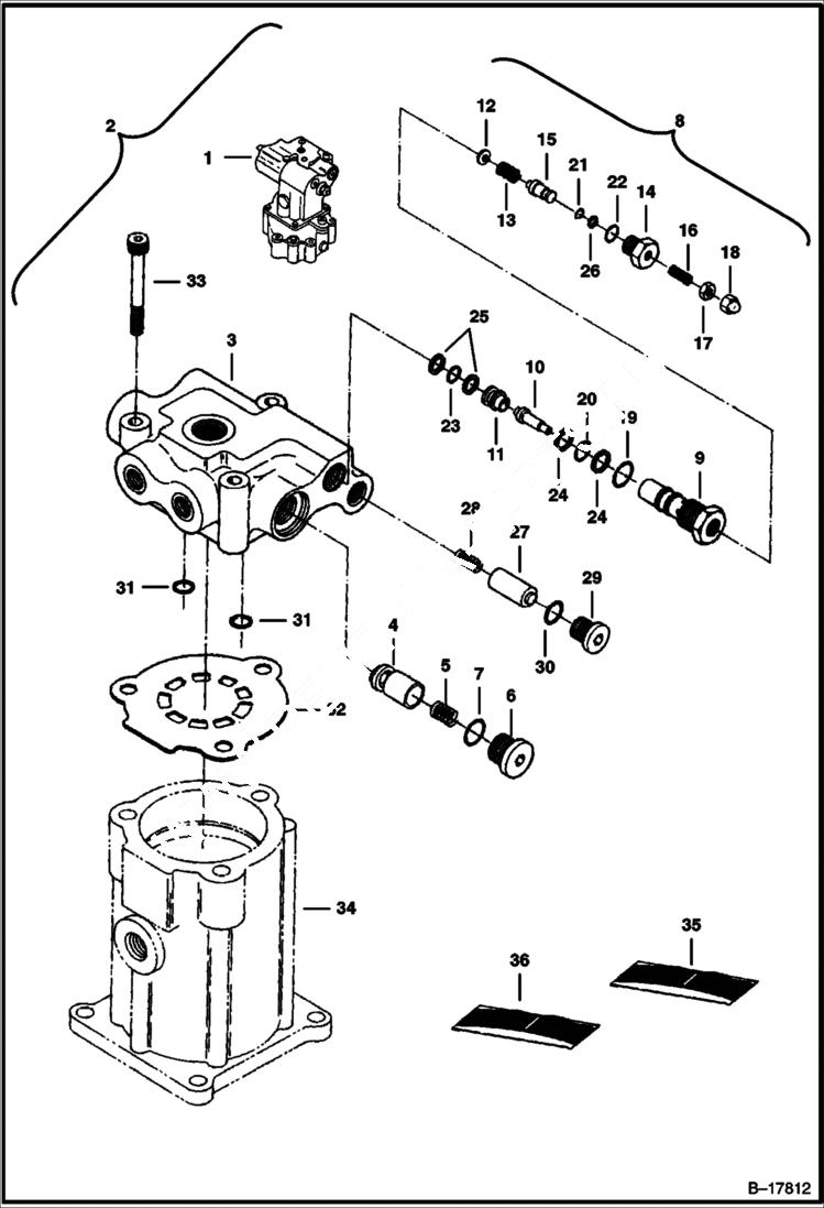Схема запчастей Bobcat 225 - SWING MOTOR HYDRAULIC SYSTEM