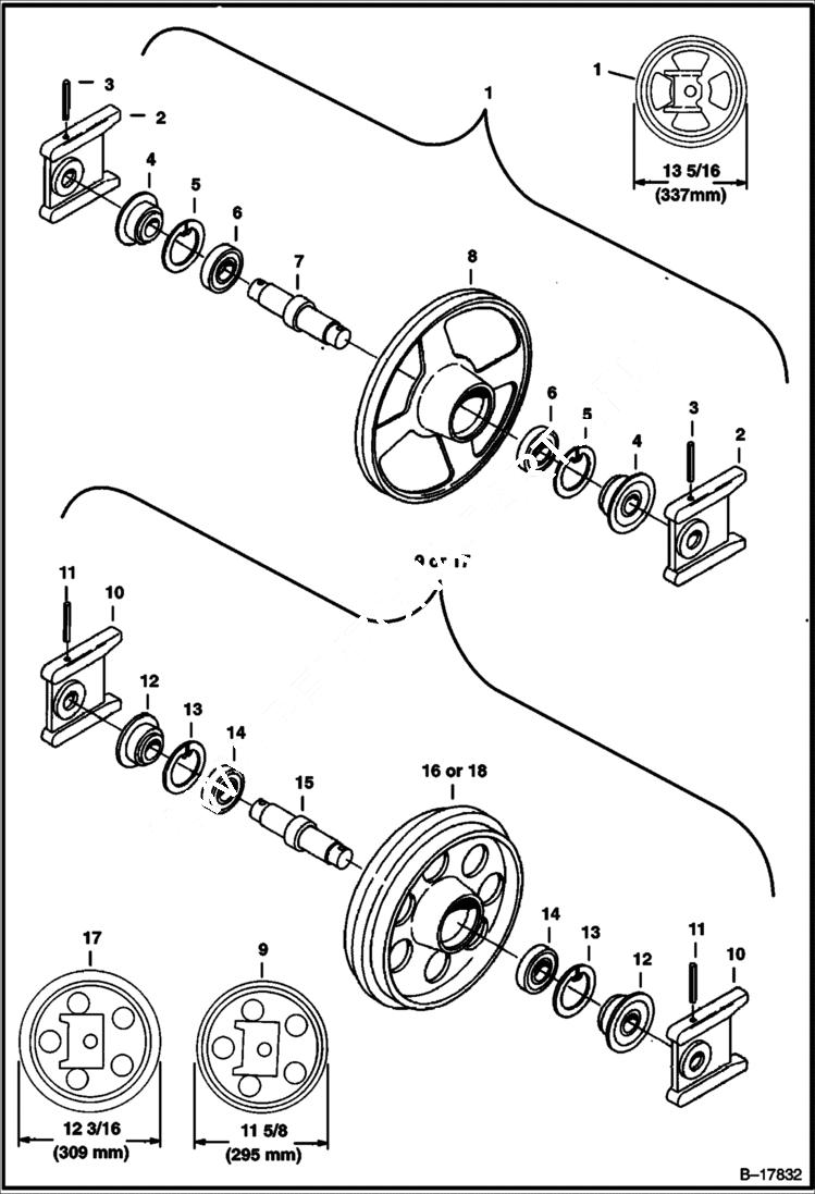 Схема запчастей Bobcat 225 - FRONT IDLER UNDERCARRIAGE