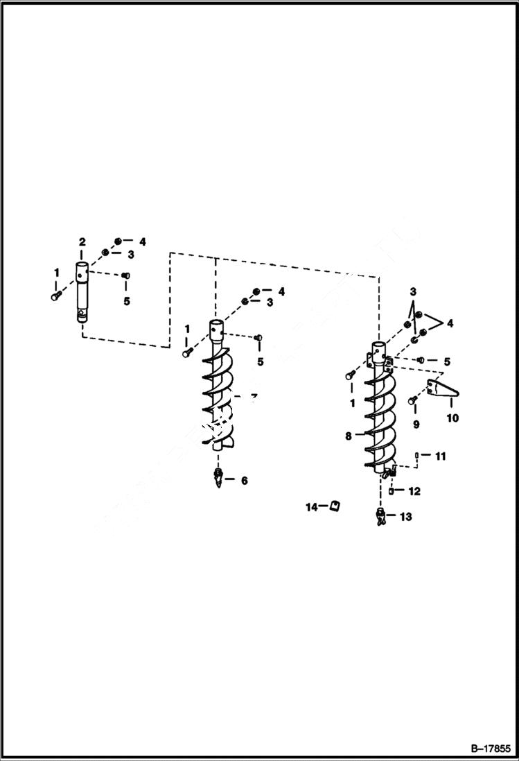 Схема запчастей Bobcat AUGERS - AUGER (Danuser With 1/2 (12,7 mm) Holes) Loader