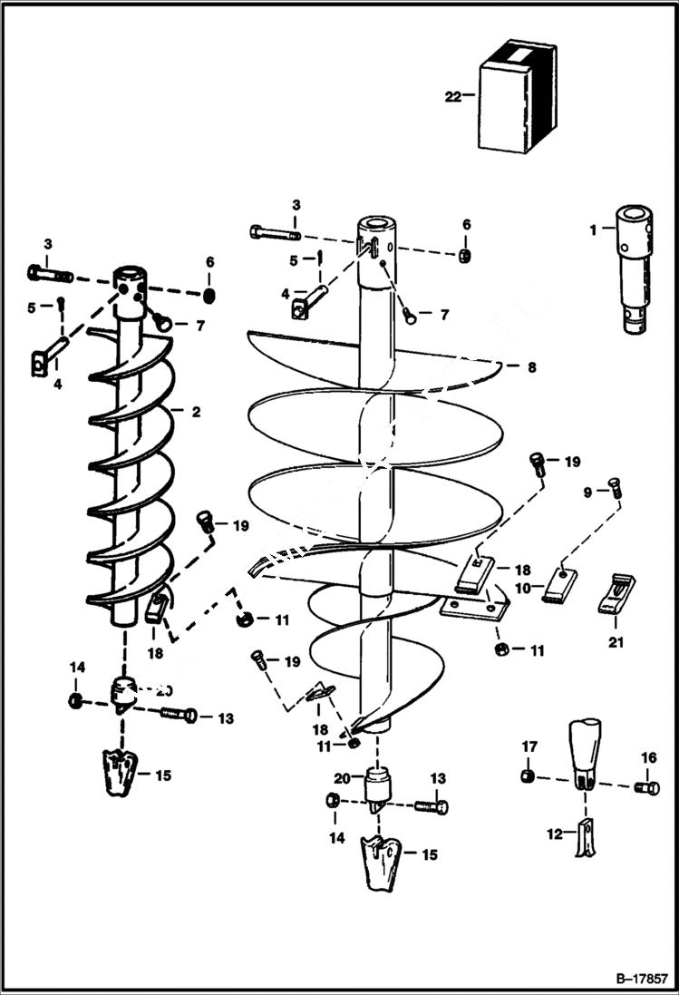 Схема запчастей Bobcat AUGERS - AUGER (Lowe With 1/2 (12,7 mm) & 7/8 (22,23 mm) Holes) Loader