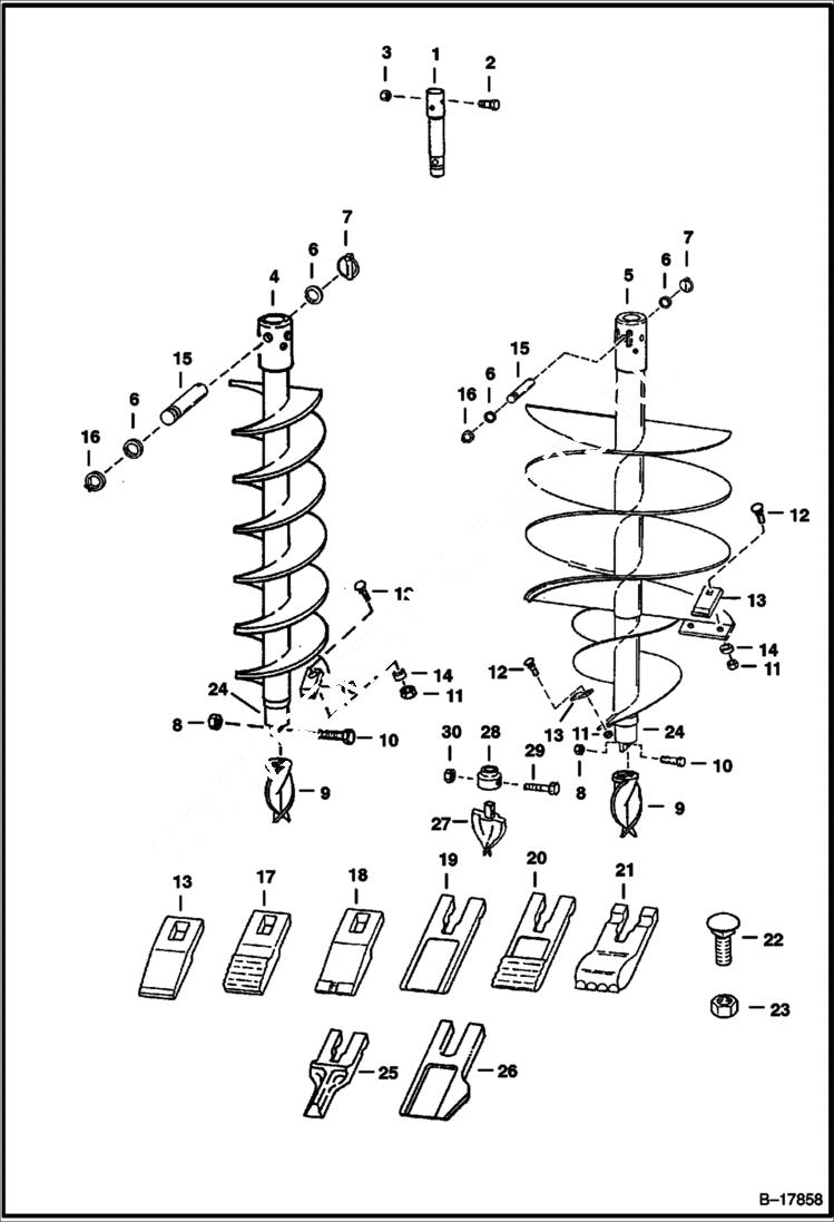Схема запчастей Bobcat AUGERS - AUGER (Bobcat - Round Drive) (McMillen) Loader