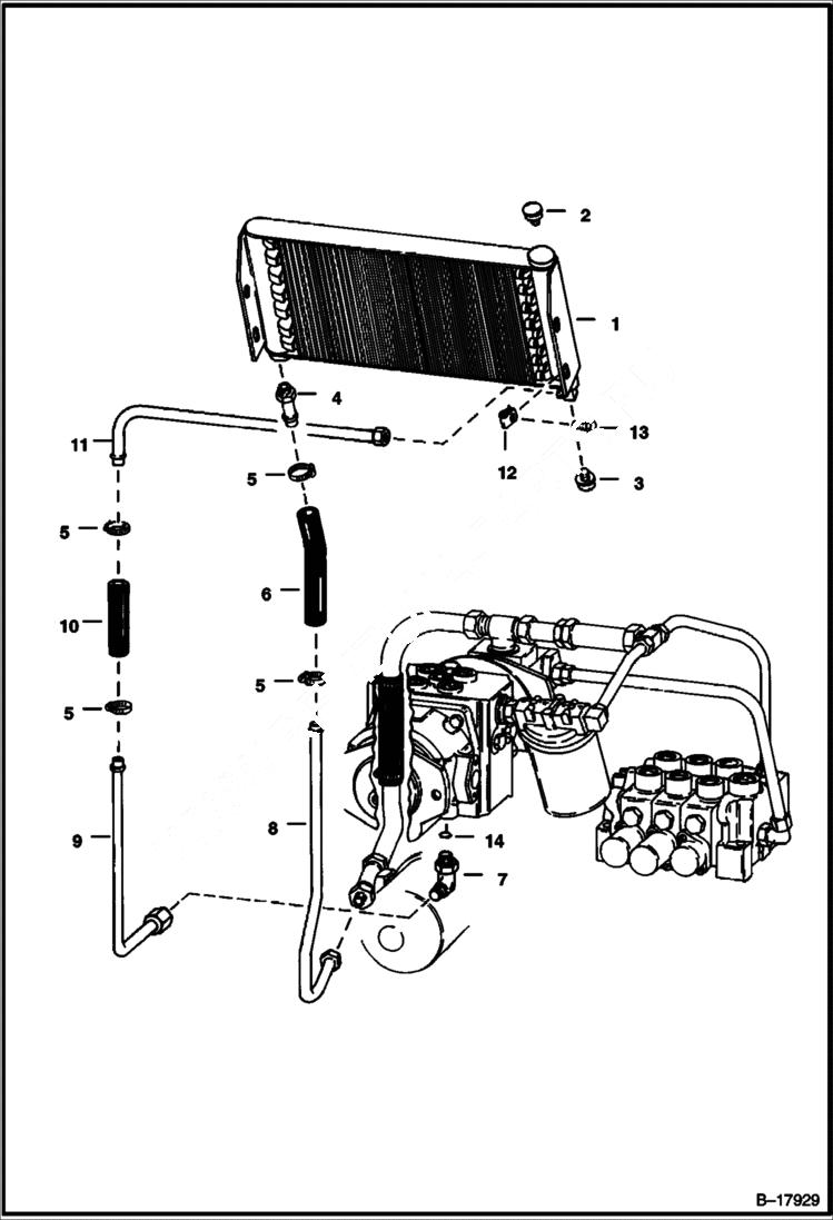Схема запчастей Bobcat 700s - HYDROSTATIC OIL COOLER CIRCUITRY HYDROSTATIC SYSTEM