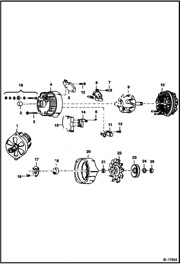 Схема запчастей Bobcat 700s - ALTERNATOR (Delco 1100092) (Closed) ELECTRICAL SYSTEM