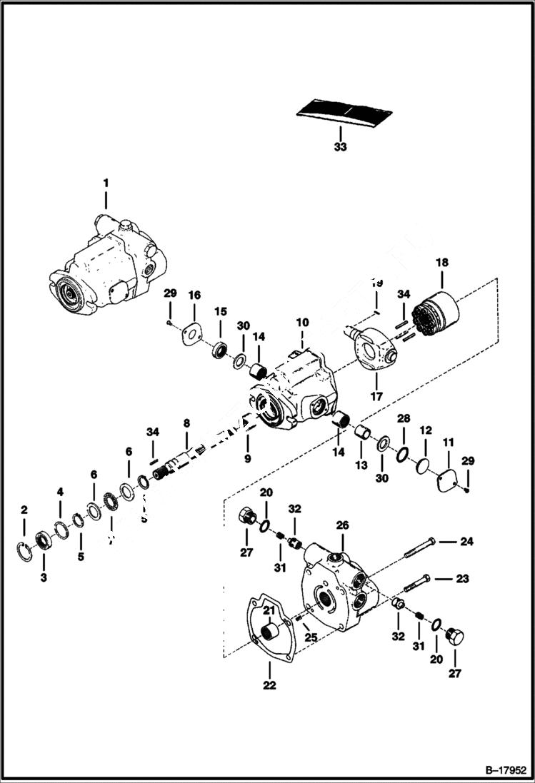 Схема запчастей Bobcat 400s - HYDROSTATIC PUMP (Shaft End) HYDROSTATIC SYSTEM
