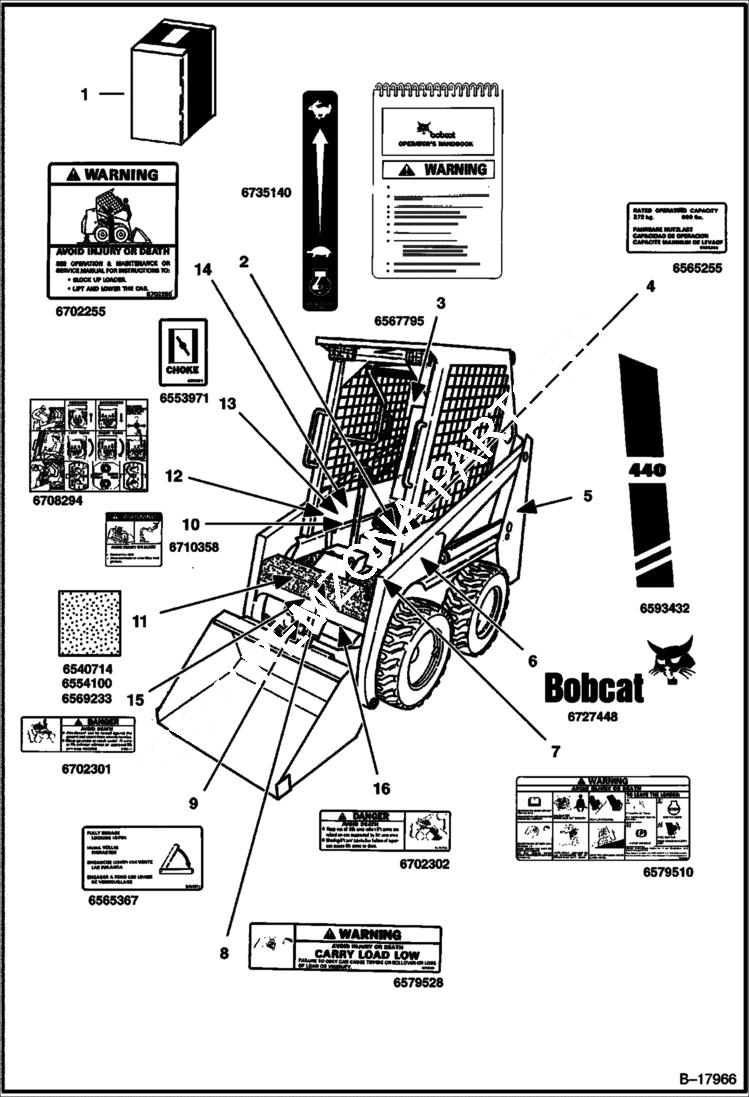 Схема запчастей Bobcat 400s - DECALS ACCESSORIES & OPTIONS