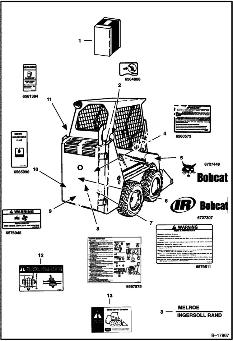 Схема запчастей Bobcat 400s - DECALS ACCESSORIES & OPTIONS