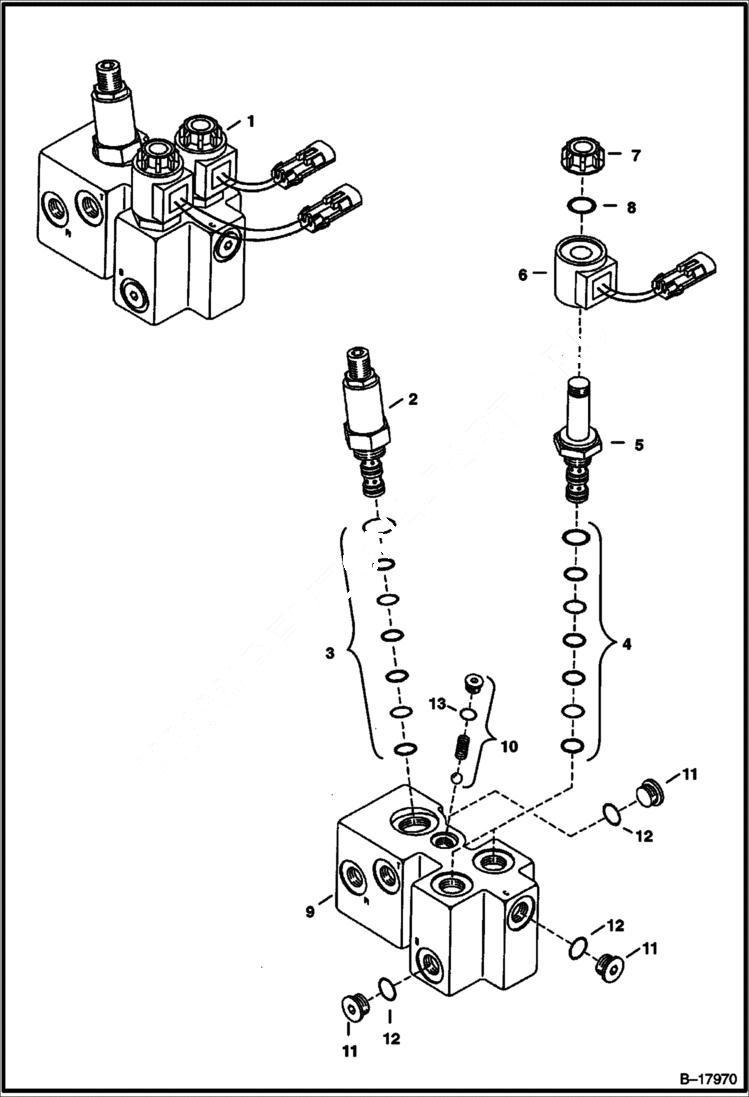 Схема запчастей Bobcat 337 - PRESSURE REDUCING VALVE (S/N 515412503 & Above and 230611204 & Above) HYDRAULIC SYSTEM