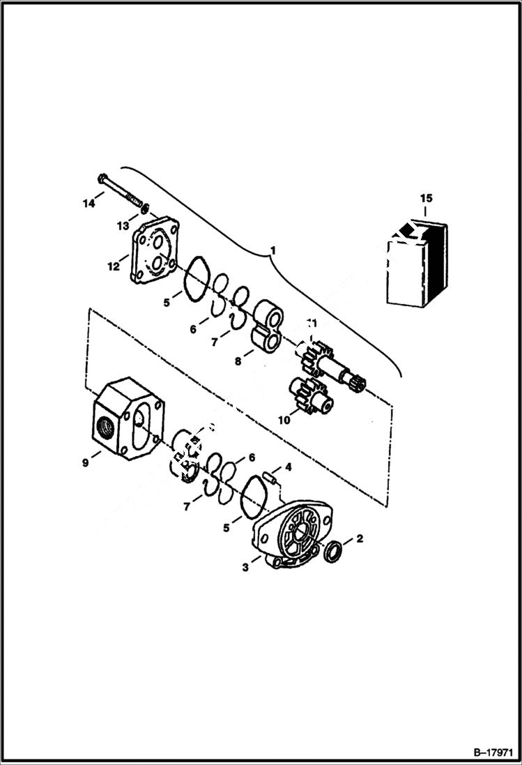 Схема запчастей Bobcat 337 - GEAR PUMP (S/N 515412250 & Above and 230611068 & Above) HYDRAULIC SYSTEM