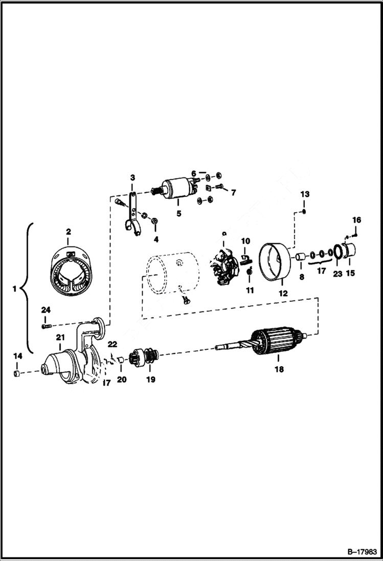 Схема запчастей Bobcat 700s - STARTER (Bosch #0-001-211-228) ELECTRICAL SYSTEM