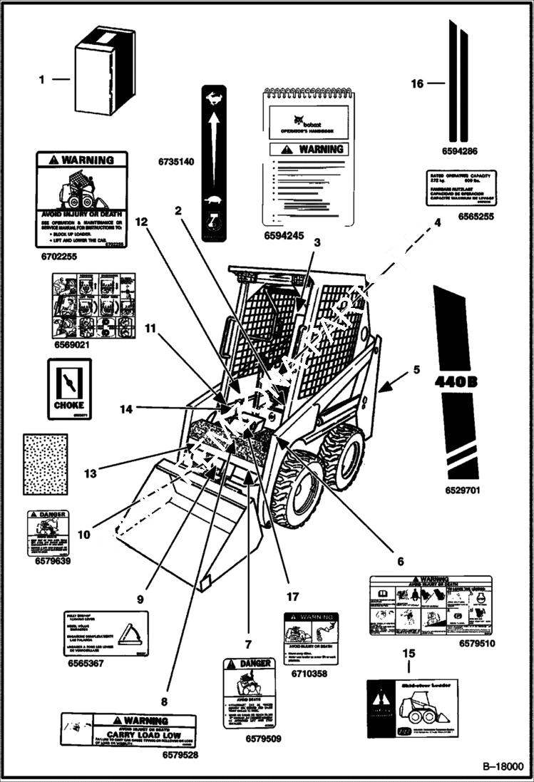 Схема запчастей Bobcat 400s - DECALS ACCESSORIES & OPTIONS