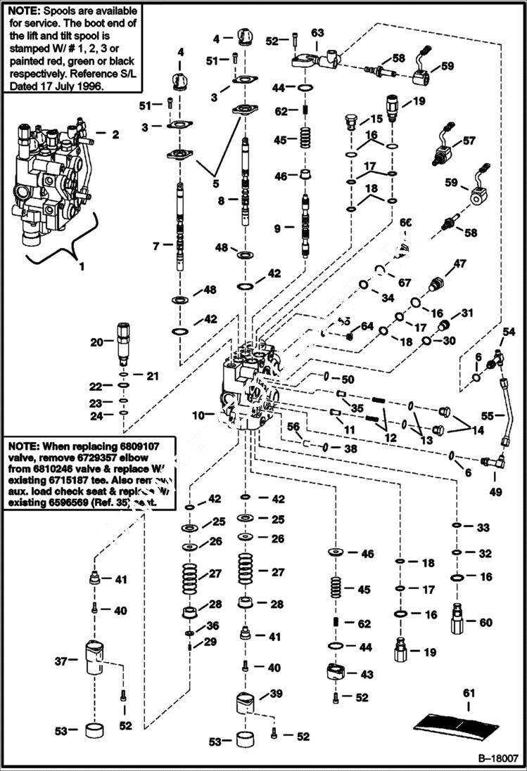 Схема запчастей Bobcat 800s - HYDRAULIC CONTROL VALVE (Advanced Hand Control System) HYDRAULIC SYSTEM