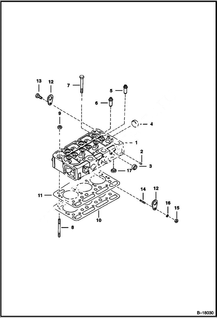 Схема запчастей Bobcat 400s - CYLINDER HEAD POWER UNIT