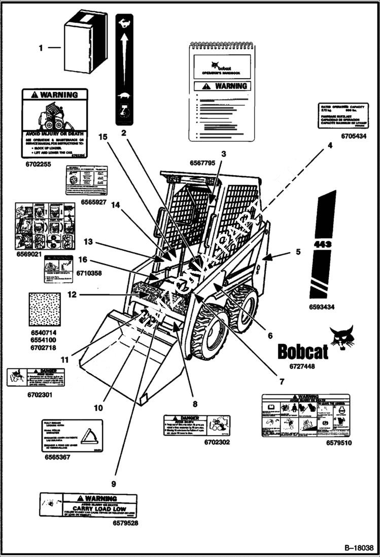 Схема запчастей Bobcat 400s - DECALS ACCESSORIES & OPTIONS