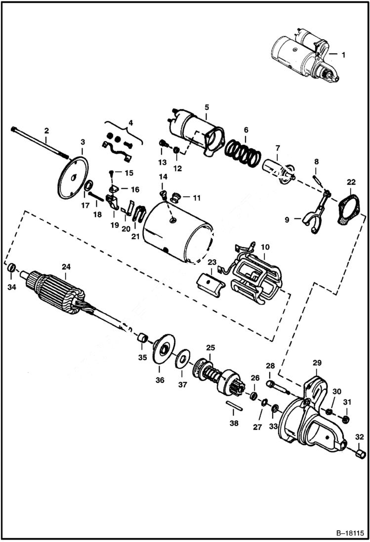 Схема запчастей Bobcat 700s - STARTER (Delco 1998376) ELECTRICAL SYSTEM