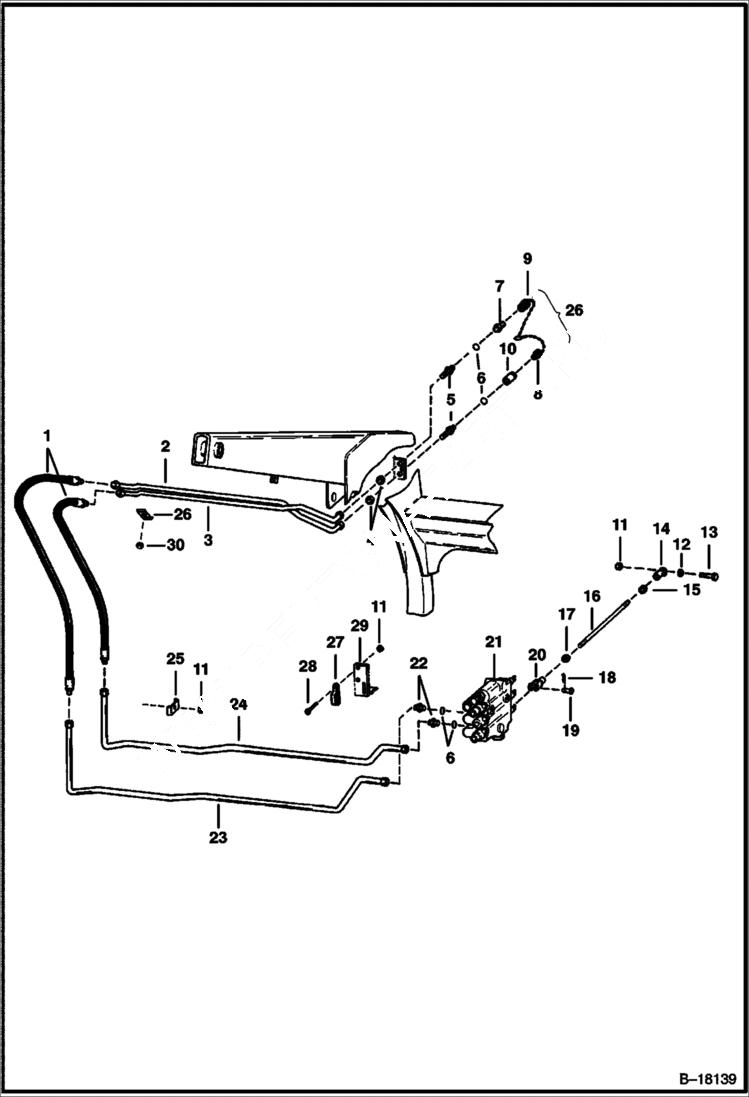 Схема запчастей Bobcat 600s - AUXILIARY HYDRAULICS (S/N 13001 & Above) HYDRAULIC SYSTEM