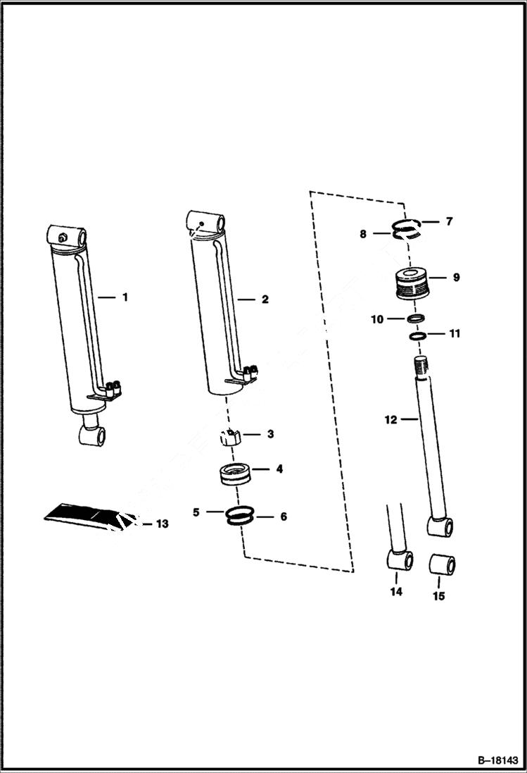 Схема запчастей Bobcat 600s - TILT CYLINDER (W/Welded On Tube) HYDRAULIC SYSTEM
