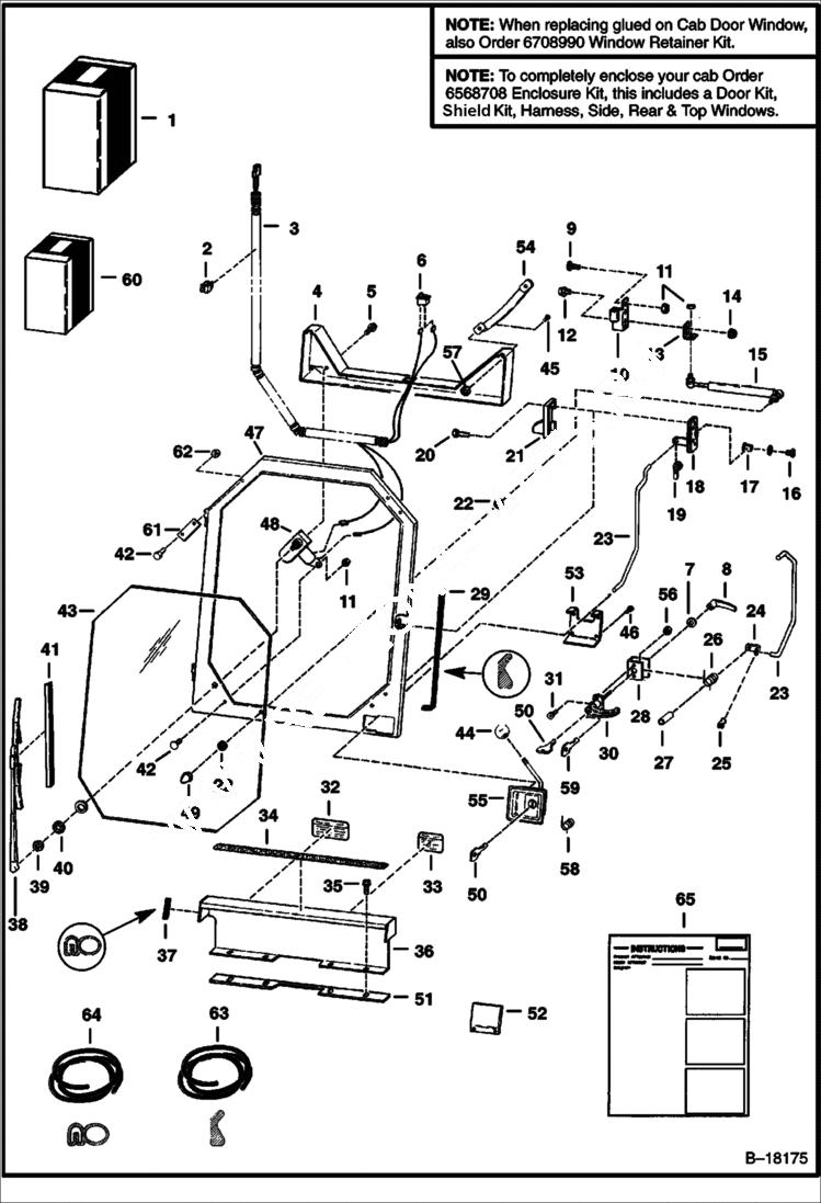 Схема запчастей Bobcat 700s - CAB DOOR (RH Hinged) (S/N 20001 & Above) ACCESSORIES & OPTIONS