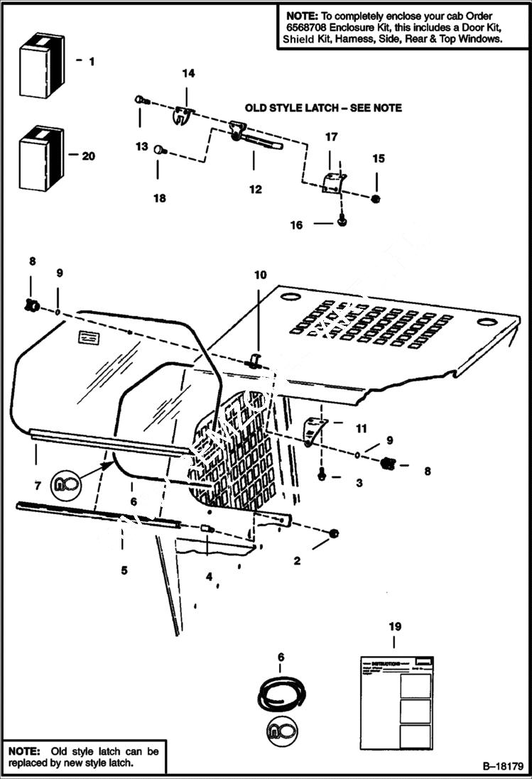 Схема запчастей Bobcat 700s - REAR WINDOWS (S/N 20001 & Above) ACCESSORIES & OPTIONS
