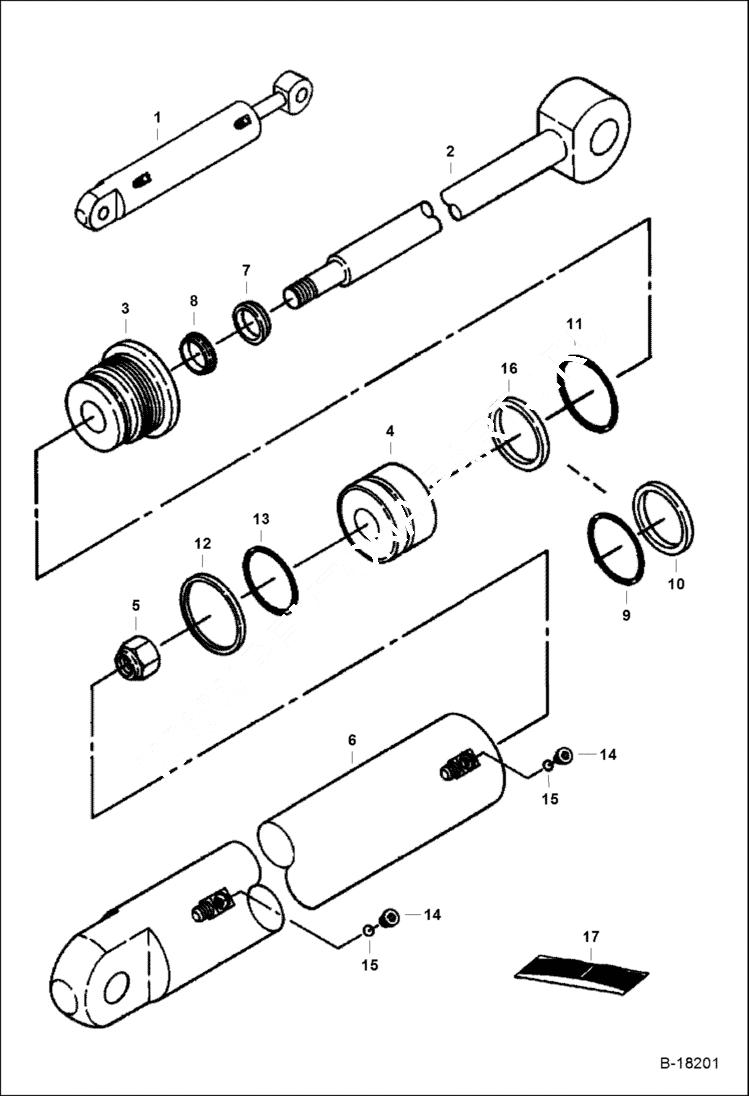 Схема запчастей Bobcat 220 - SWING CYLINDER (W/ 1.375 Shaft OD) HYDRAULIC SYSTEM