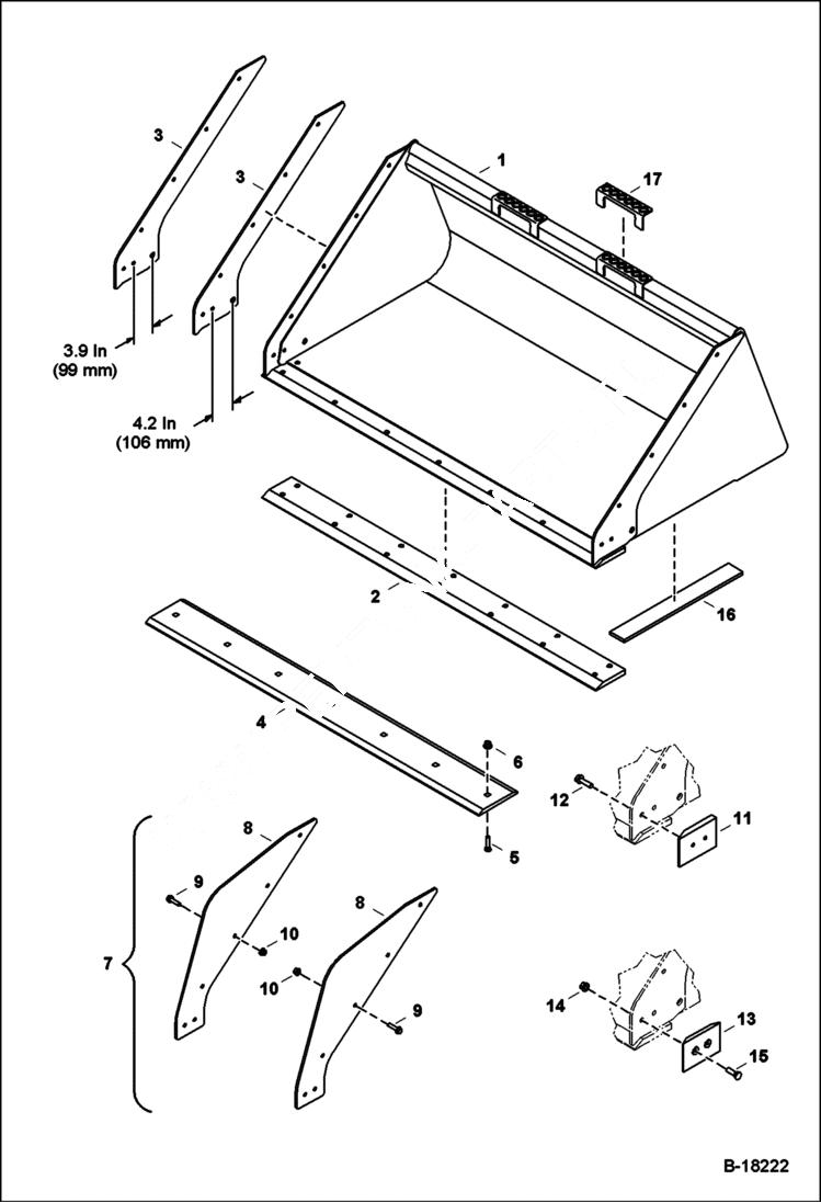 Схема запчастей Bobcat BUCKETS - BUCKETS - Snow / Lt Matl 68, 74, 80, 88 & 100 Loader