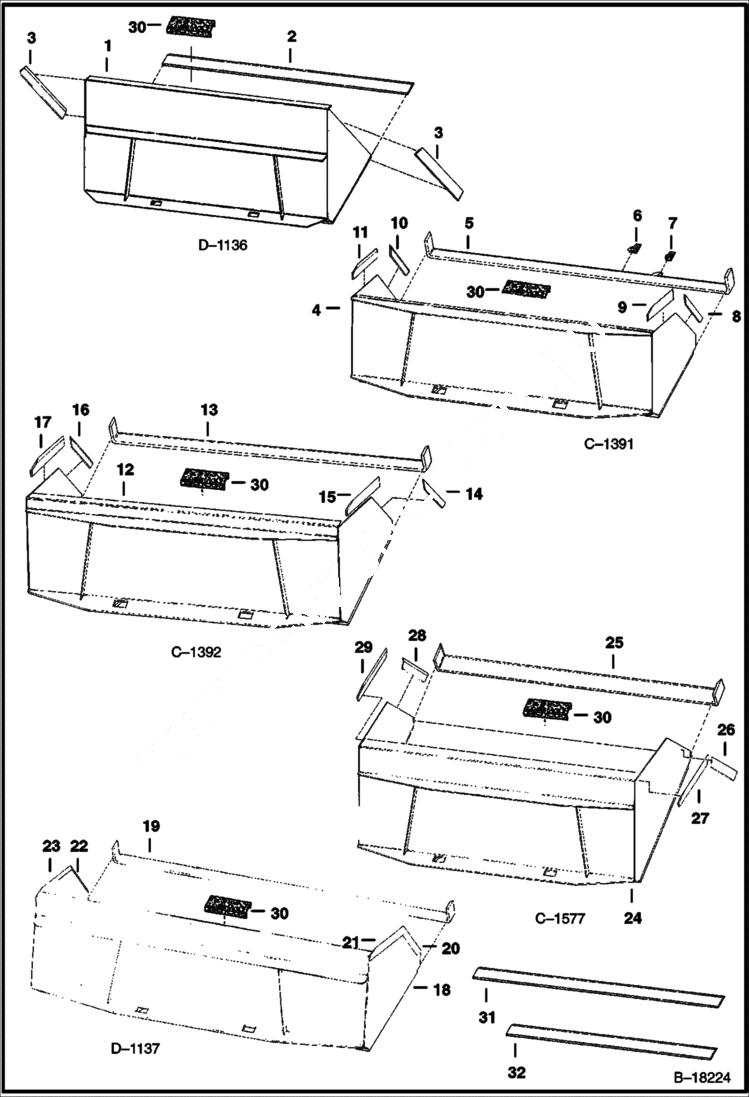 Схема запчастей Bobcat BUCKETS - BUCKETS - 900 Series 3/4 x 6 Cutting Edge Loader