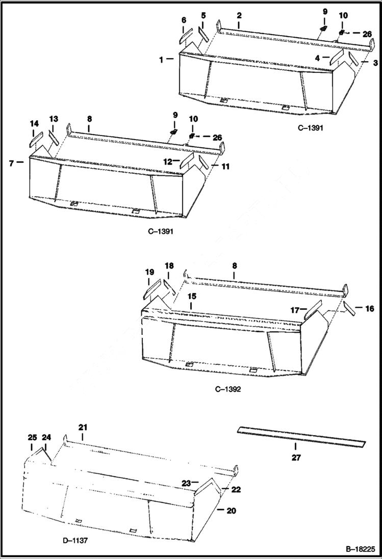 Схема запчастей Bobcat BUCKETS - BUCKETS - 900 Series 1 x 6 Cutting Edge Loader