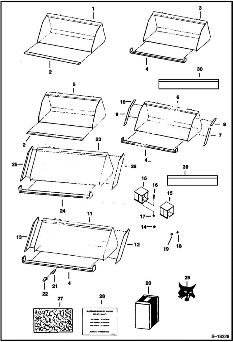 Схема запчастей Bobcat BUCKETS - BUCKETS - 2000 Loader