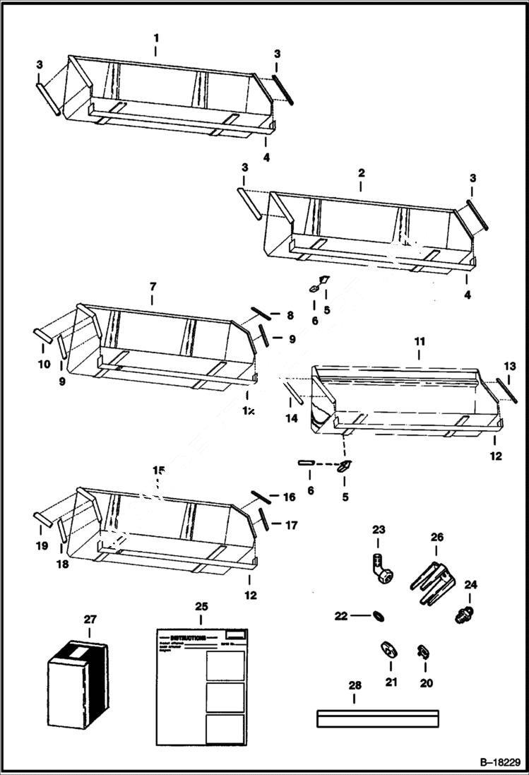 Схема запчастей Bobcat BUCKETS - BUCKETS - 2400 Series Loader