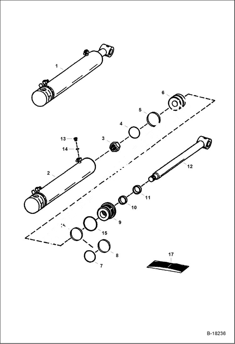 Схема запчастей Bobcat COMBINATION BUCKET - CYLINDER 60, 62, 66, 68, 74, 80 & 84 Combo Buckets Loader