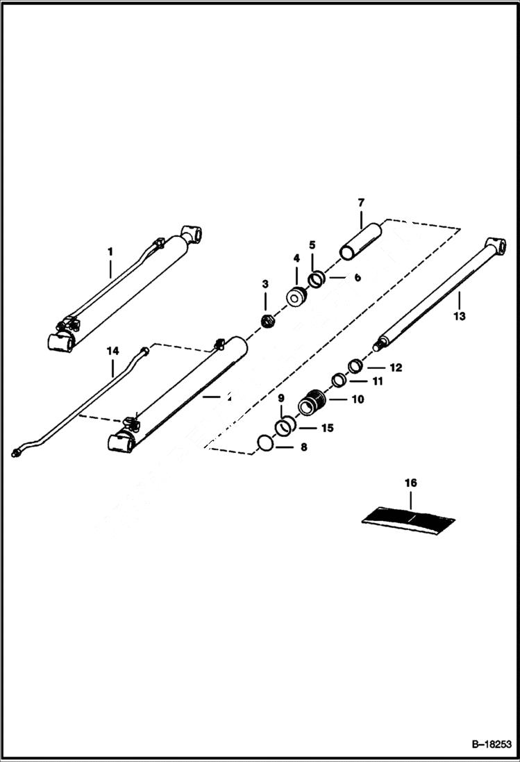 Схема запчастей Bobcat 800s - LIFT CYLINDER (W/Replaceable Tube) HYDRAULIC SYSTEM