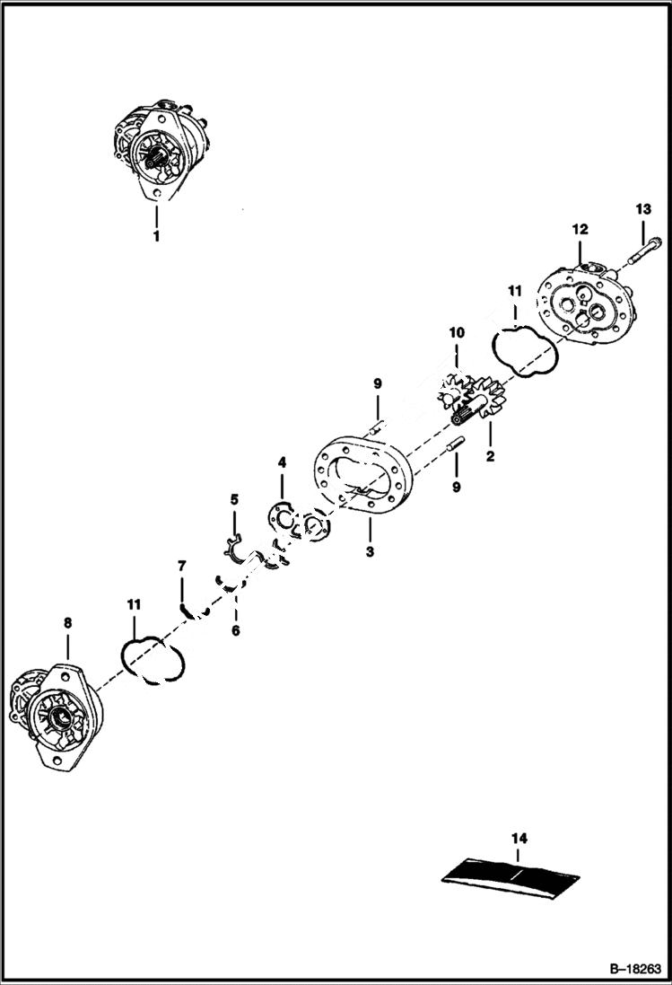 Схема запчастей Bobcat 800s - GEAR PUMP (#25306 RCA) HYDROSTATIC SYSTEM