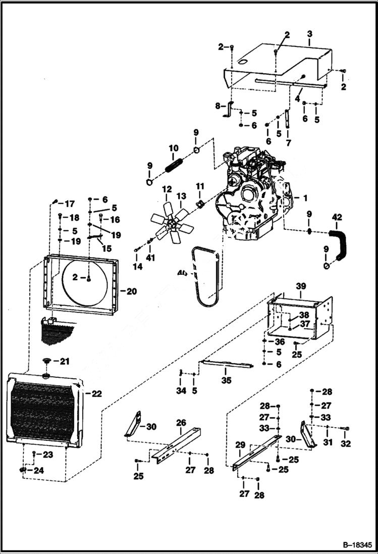 Схема запчастей Bobcat 900s - ENGINE COOLING & MOUNTING PARTS (Diesel) POWER UNIT