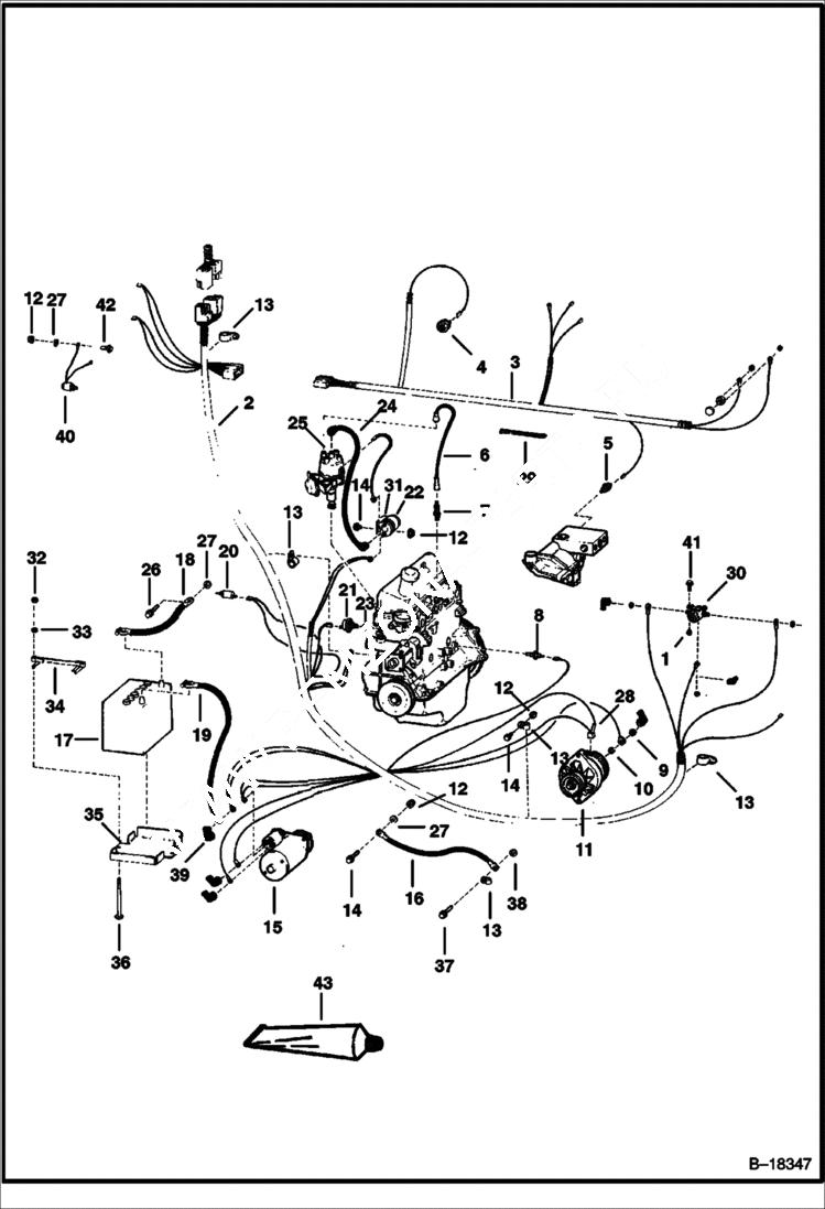 Схема запчастей Bobcat 600s - ENGINE ELECTRICAL CIRCUITRY (S/N 13002 & Below) ELECTRICAL SYSTEM